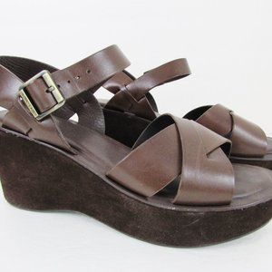 Kork Ease Ava Brown Leather Wedge Sandals 11